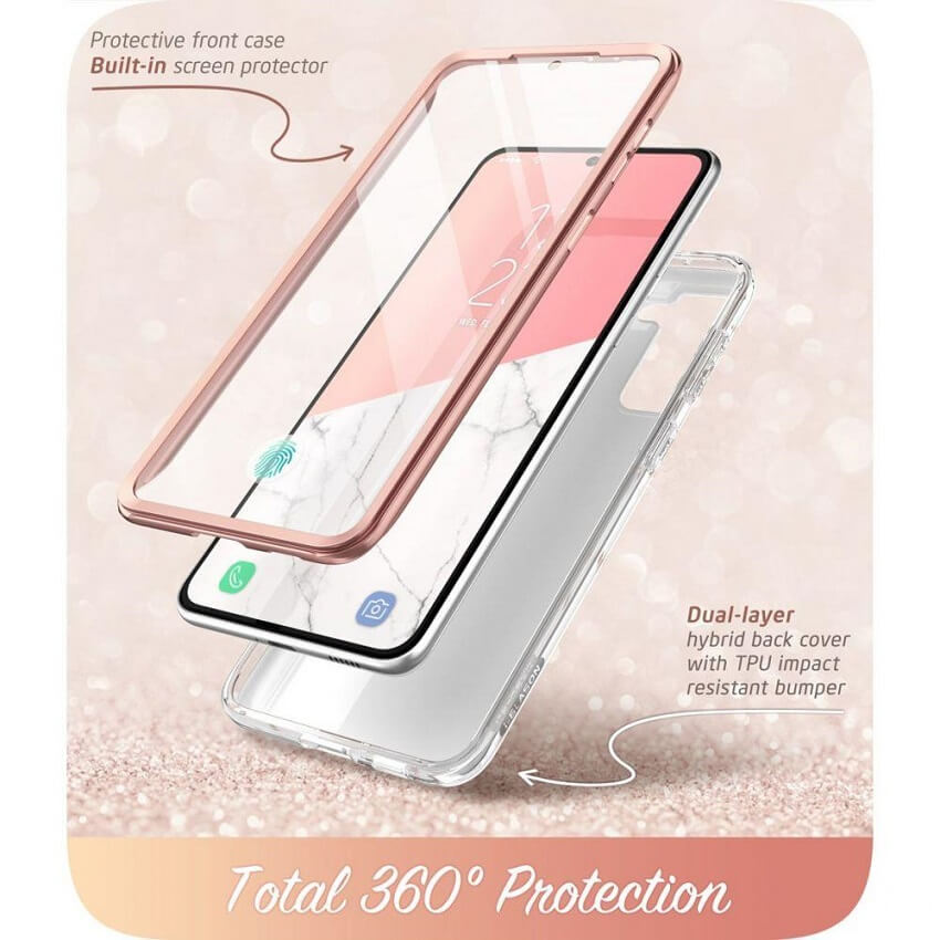 Дамски Калъф за Samsung S21 FE, Supcase Iblsn Cosmo Marble, Розов (3)