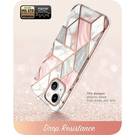 Дамски Калъф за iPhone 14, Supcase Iblsn Cosmo Marble, Розов (7)