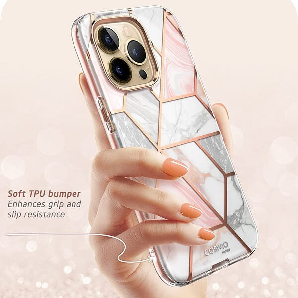 Дамски Калъф за iPhone 13 Pro, Supcase Iblsn Cosmo Marble, Розов (2)