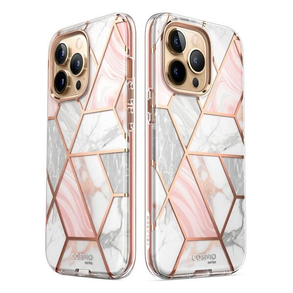 Дамски Калъф за iPhone 14 Pro Max, Supcase Iblsn Cosmo Marble, Розов (2)
