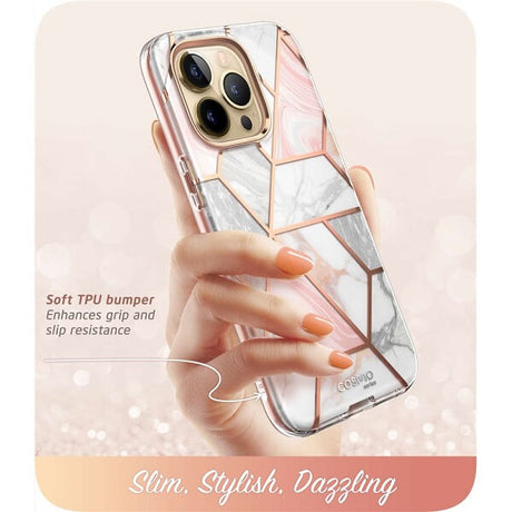 Дамски Калъф за iPhone 14 Pro Max, Supcase Iblsn Cosmo Marble, Розов (5)