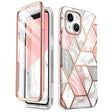 Дамски Калъф за iPhone 14, Supcase Iblsn Cosmo Marble, Розов