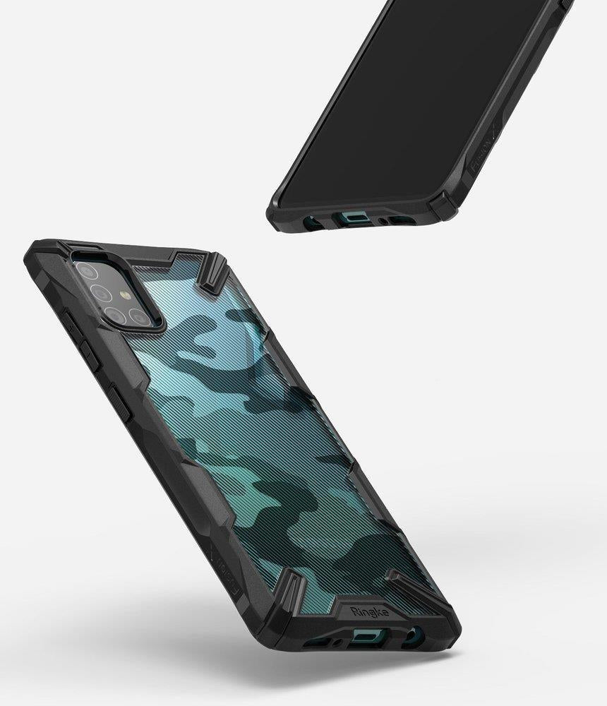 Противоударен Хибриден Калъф за Samsung A51, Ringke Fusion X Camo, Черен (6)