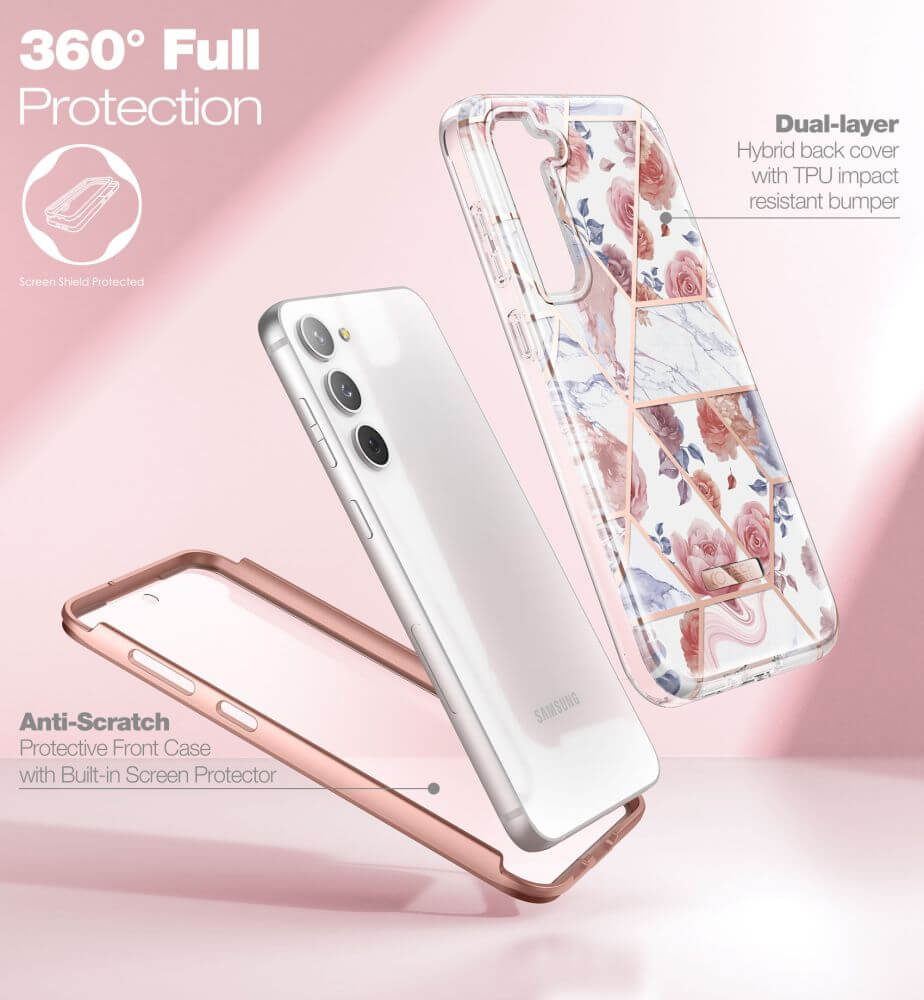 Противоударен Дамски Калъф за Samsung S23, Tech-Protect Velar Marble Rose Case, Розов (2)