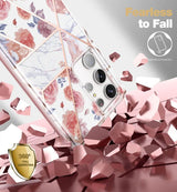 Противоударен Дамски Калъф за Samsung S23 Ultra, Tech-Protect Velar Marble Rose Case, Розов (3)