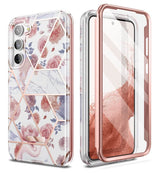 Противоударен Дамски Калъф за Samsung S23, Tech-Protect Velar Marble Rose Case, Розов
