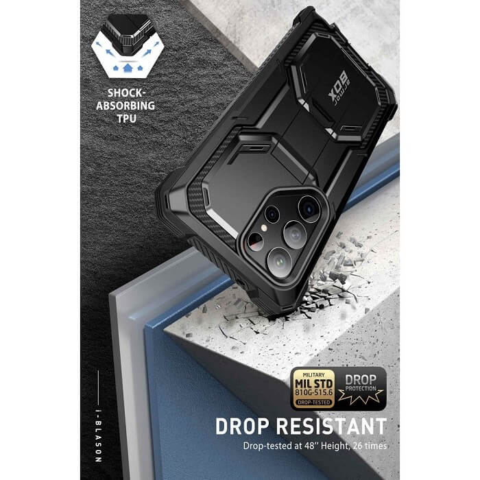 Противоударен Калъф за Samsung S23 Ultra, Supcase Iblsn ArmorBox 2-Set, Черен (4)