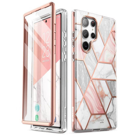 Дамски Калъф за Samsung S23 Ultra, Supcase Iblsn Cosmo Marble, Розов