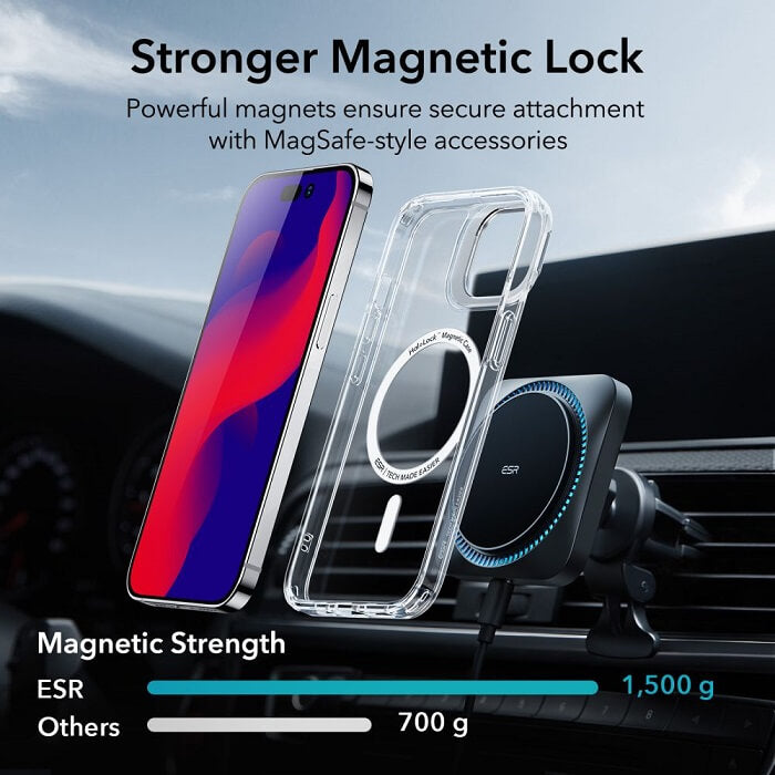 Magsafe Калъф за iPhone 14 Pro Max, ESR Classic Hybrid Kickstand Magnetic Case, Прозрачен (7)