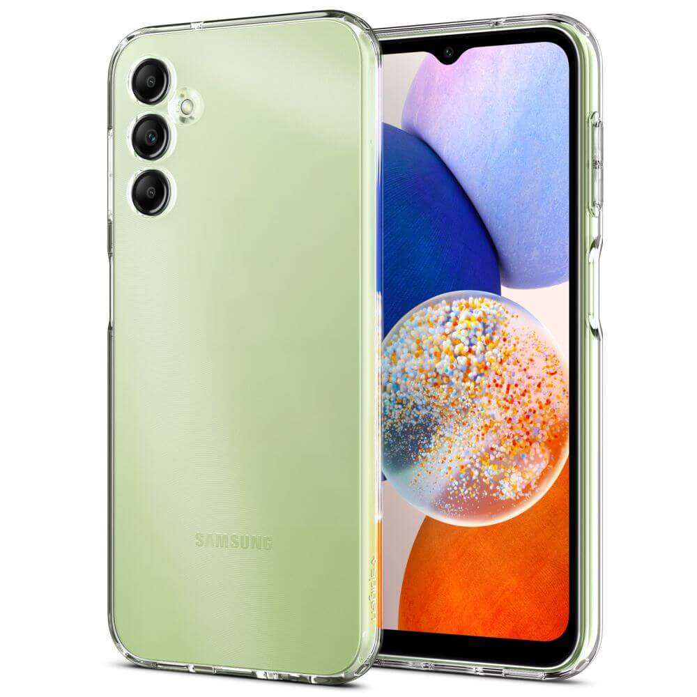 Противоударен Силиконов Калъф за Samsung A14, Spigen Liquid Crystal Case, Прозрачен