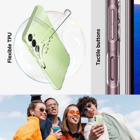 Противоударен Силиконов Калъф за Samsung A14, Spigen Liquid Crystal Case, Прозрачен (6)