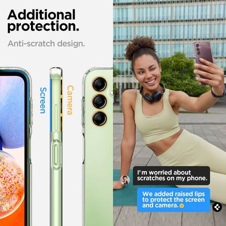 Противоударен Силиконов Калъф за Samsung A14, Spigen Liquid Crystal Case, Прозрачен (5)