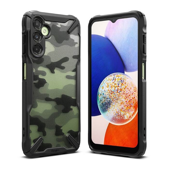 Противоударен Хибриден Калъф за Samsung A54, Ringke Fusion X Camouflage Case, Черен (2)