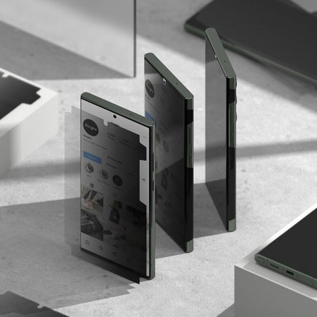 Privacy Протектор за Samsung S23 Ultra, Ringke Dual Easy Wing Folio Glass, Черен (5)
