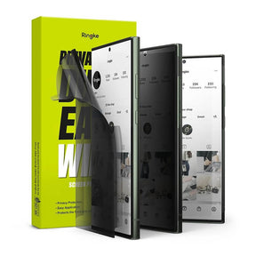 Privacy Протектор за Samsung S23 Ultra, Ringke Dual Easy Wing Folio Glass, Черен