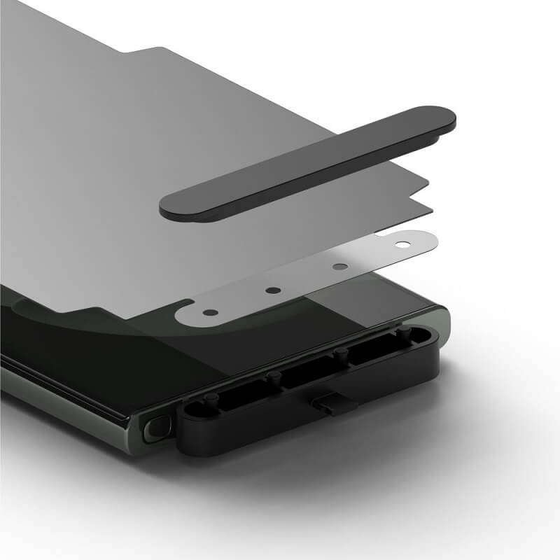 Privacy Протектор за Samsung S23 Ultra, Ringke Dual Easy Wing Folio Glass, Черен (3)