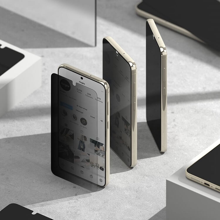 Privacy Протектор за Samsung S23, Ringke Tempered Glass, Черен (4)