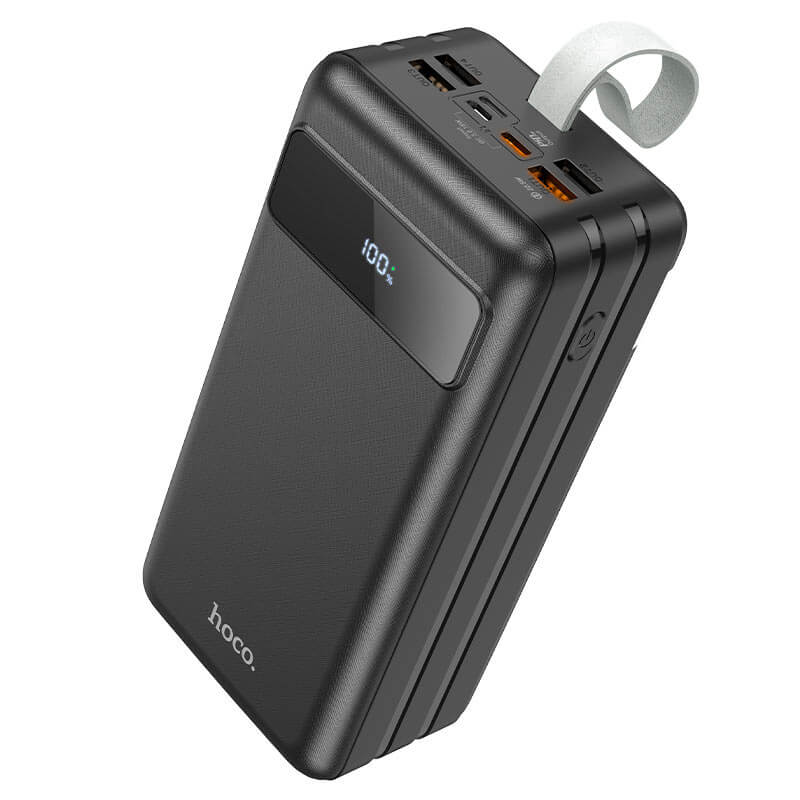 Външна Батерия с USB-C и Фенер, Hoco J86 Power Bank 60000mAh, Черен