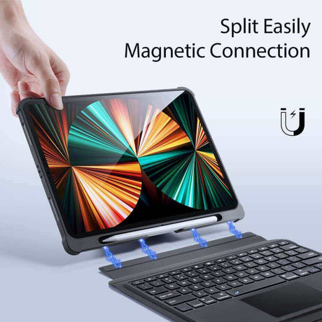 Калъф с Клавиатура за iPad Pro 12.9" 2022-2018/ Air 13, Dux Ducis Touchpad Keyboard Soft Case, Черен (2)