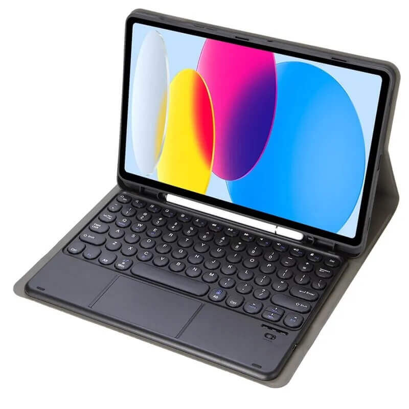 Калъф с Клавиатура за iPad 11th 2025 A16/ 10th 2022, Bluetooth Keyboard TouchPad Case, Черен (2)