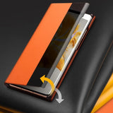Активен Кожен Калъф за Huawei Mate 50 Pro, Qialino Smart Book Case, Оранжев (3)