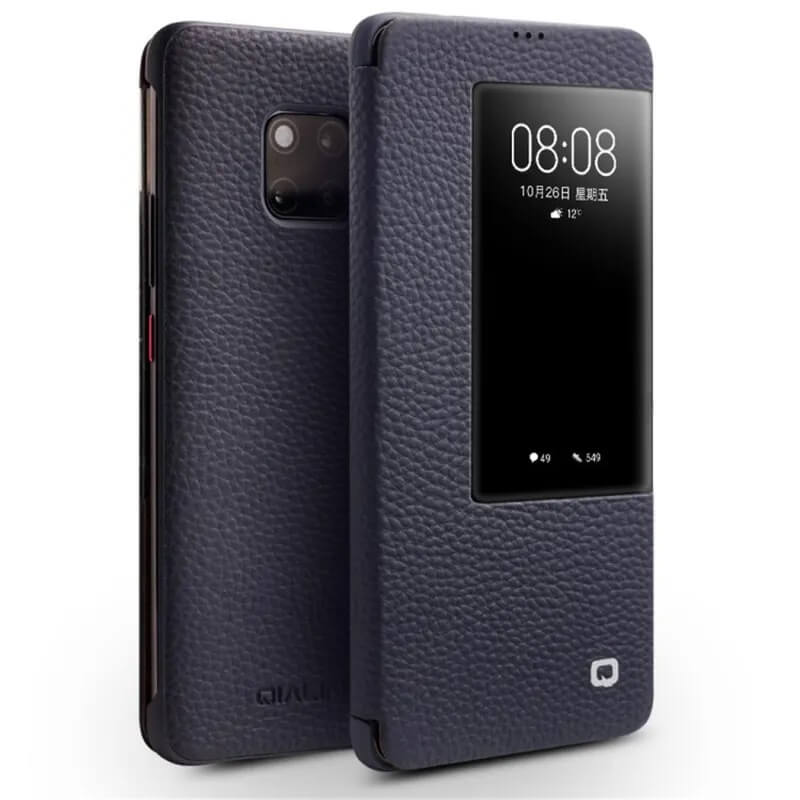 Активен Калъф за Huawei Mate 20 Pro, Qialino Smart Book Case, Син
