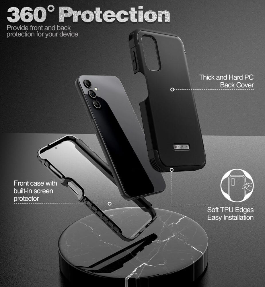 Противоударен Калъф за Samsung A14, Tech-Protect Kevlar Case, Черен (3)