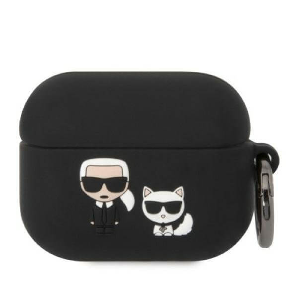 Луксозен Калъф за Apple Airpods Pro/ 2, Karl Lagerfeld Silicone Karl&Choupette Case, Черен