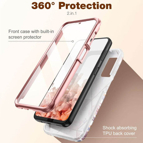 Противоударен Дамски Калъф за Samsung A14, Tech-Protect Velar Marble Rose Case, Розов (3)