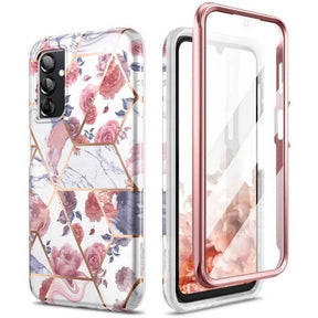 Противоударен Дамски Калъф за Samsung A14, Tech-Protect Velar Marble Rose Case, Розов