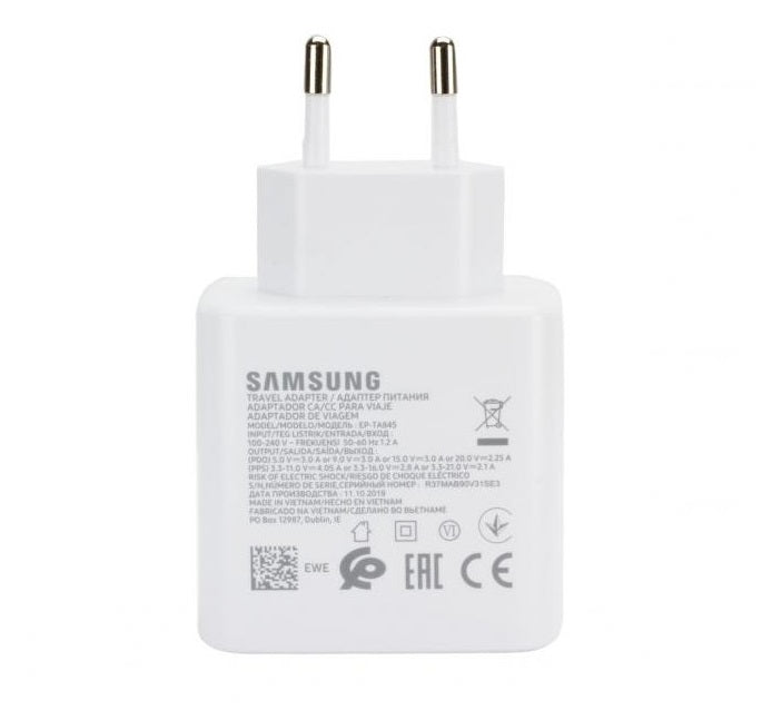 Оригинално Зарядно Samsung 45W 220v Super Fast Charger Ep-Ta845xwe, Бял (Bulk) (3)