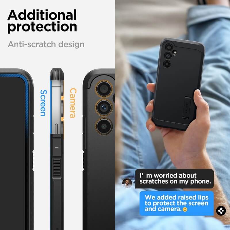 Противоударен Хибриден Калъф за Samsung A54, Spigen Tough Armor Case, Черен (9)