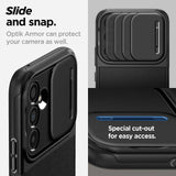 Калъф с Камерен Предпазител за Samsung A54, Spigen Optik Armor Case, Черен (7)