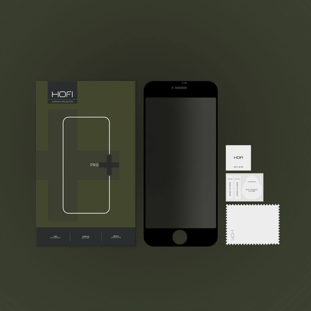 Privacy Протектор за iPhone SE 2022/2020 8/7, Hofi Anti-Spy Glass, Черен (5)