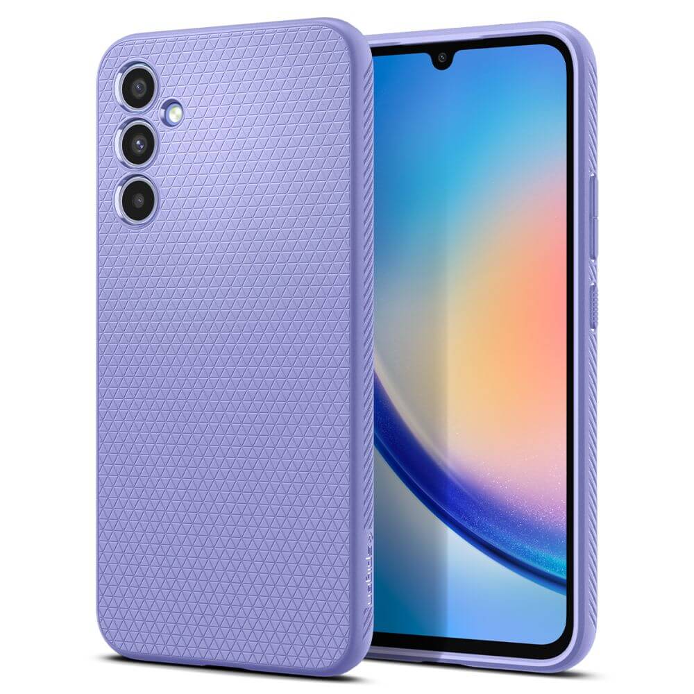 Противоударен Силиконов Калъф за Samsung A34, Spigen Liquid Air Case, Лилав
