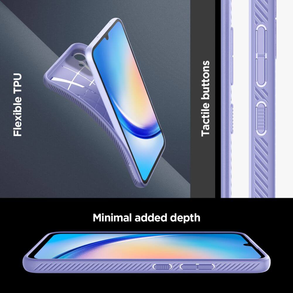 Противоударен Силиконов Калъф за Samsung A34, Spigen Liquid Air Case, Лилав (9)