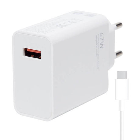 Оригинално Зарядно с Кабел, Xiaomi 67W Charging Combo (USB-A) BHR6035EU, Бял (3)