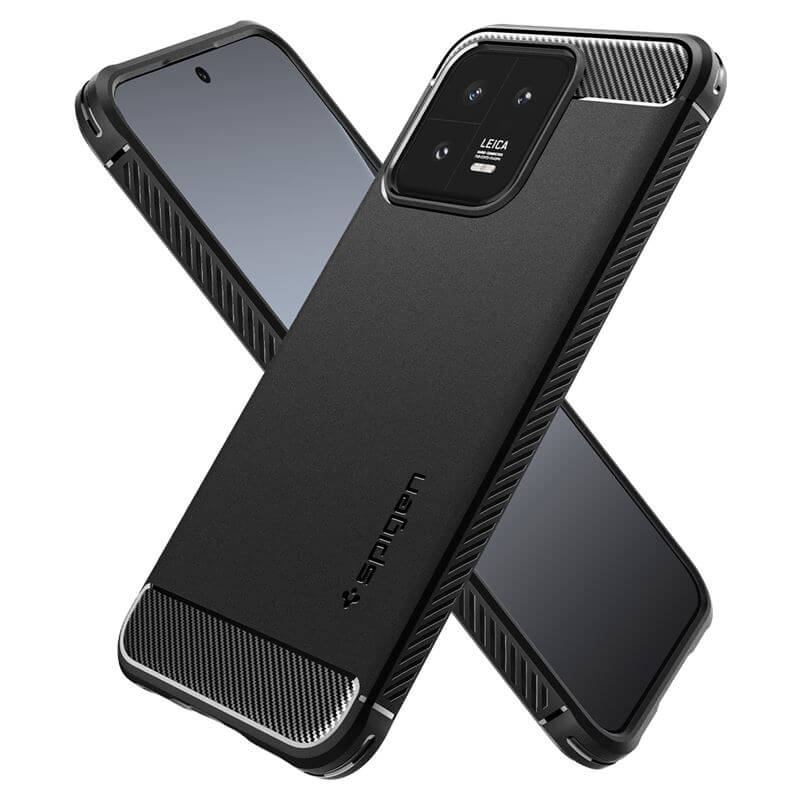 Противоударен Калъф за Xiaomi 13, Spigen Rugged Armor Case, Черен (6)