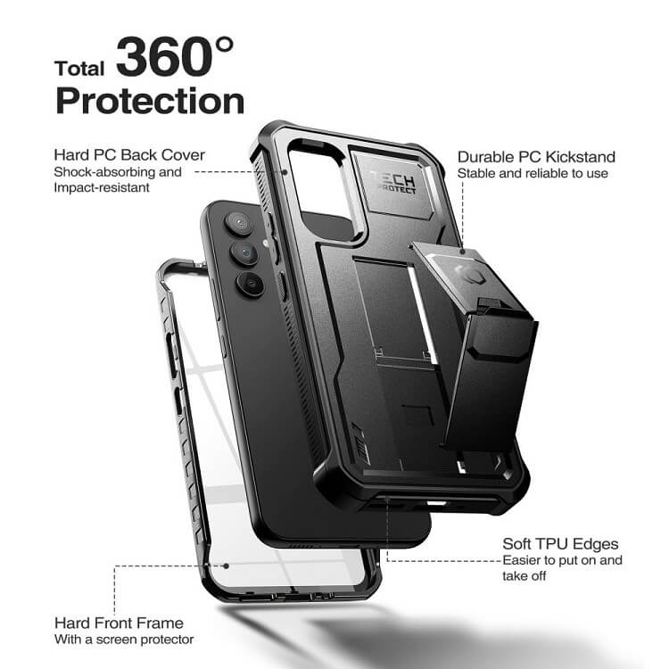 Противоударен Калъф за Samsung A34, Tech-Protect Kevlar Pro Case, Черен (3)