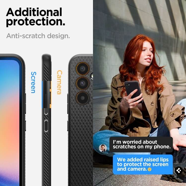 Противоударен Силиконов Калъф за Samsung A34, Spigen Liquid Air Case, Черен (8)