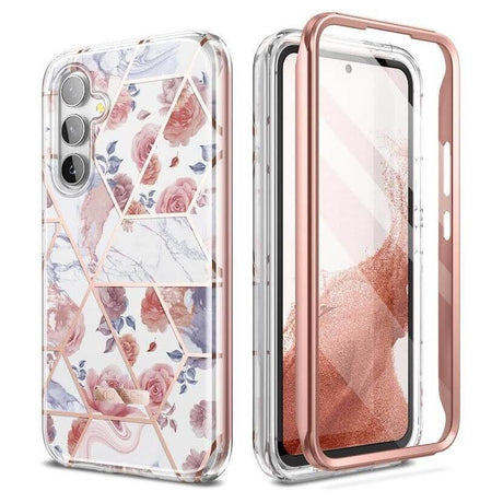 Противоударен Дамски Калъф за Samsung A54, Tech-Protect Velar Marble Rose Case, Розов