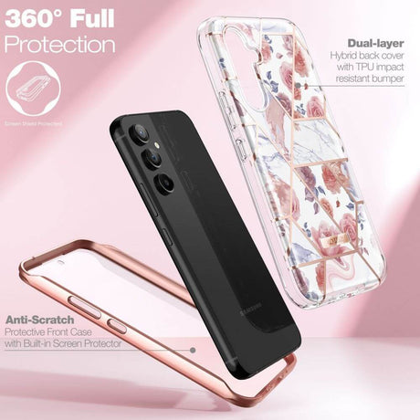 Противоударен Дамски Калъф за Samsung A54, Tech-Protect Velar Marble Rose Case, Розов (3)