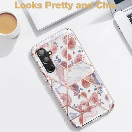 Противоударен Дамски Калъф за Samsung A54, Tech-Protect Velar Marble Rose Case, Розов (2)