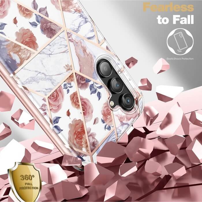 Противоударен Дамски Калъф за Samsung A54, Tech-Protect Velar Marble Rose Case, Розов (4)