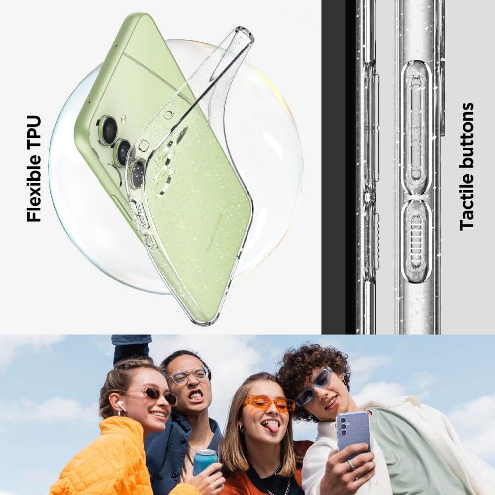 Блестящ Калъф за Samsung A54, Spigen Liquid Crystal Glitter Quartz Case, Прозрачен (10)