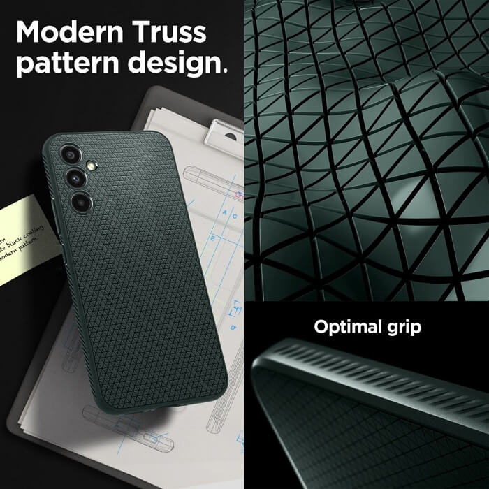 Противоударен Силиконов Калъф за Samsung A34, Spigen Liquid Air Case, Зелен (6)