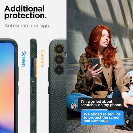 Противоударен Силиконов Калъф за Samsung A34, Spigen Liquid Air Case, Зелен (8)