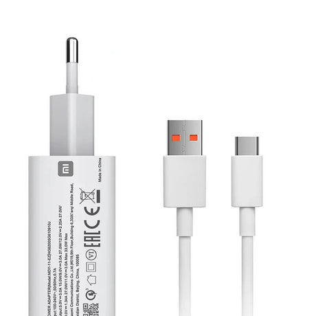 Оригинално Зарядно с Кабел, Xiaomi 220v-33W MDY-11-EZ, Бял (Bulk)