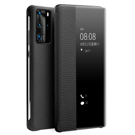 Активен Калъф за Huawei P40 Pro, Qialino Smart Book Case, Черен (3)