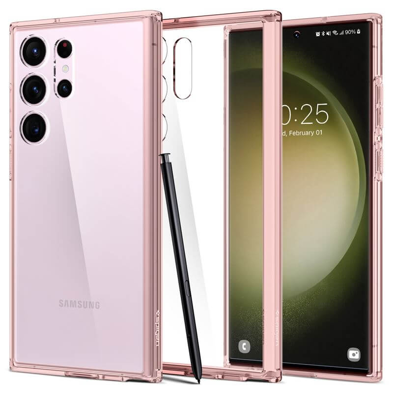 Противоударен Хибриден Калъф за Samsung S23 Ultra, Spigen Ultra Hybrid Case, Розов (2)